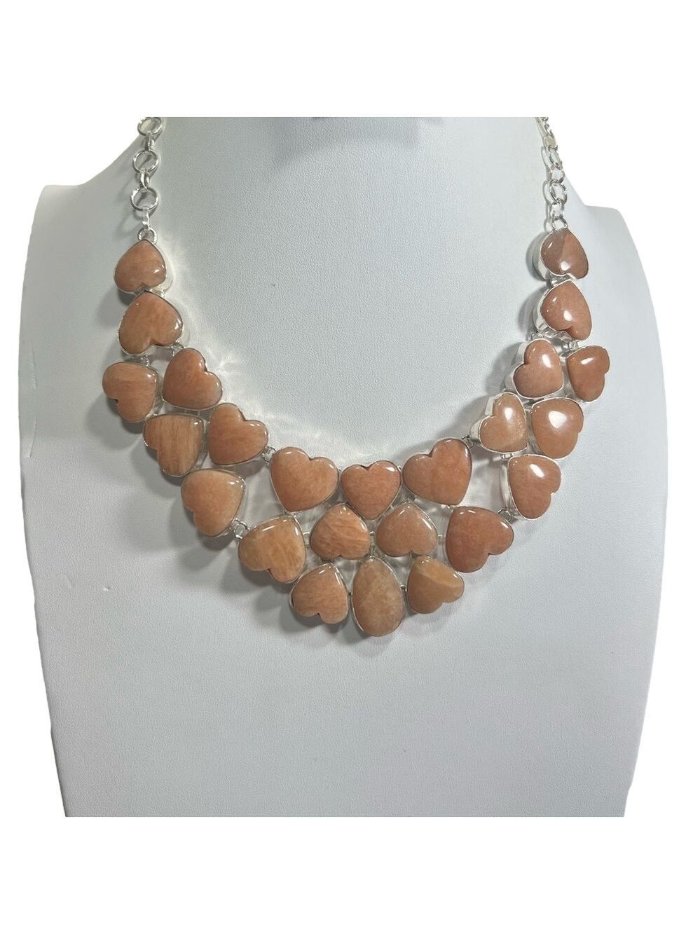 Aventurine Hearts 925 Large Gemstone Necklace